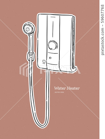 water heater with shower, hnad draw sketch vector. water heater with shower, hnad draw sketch vector. 59607768
