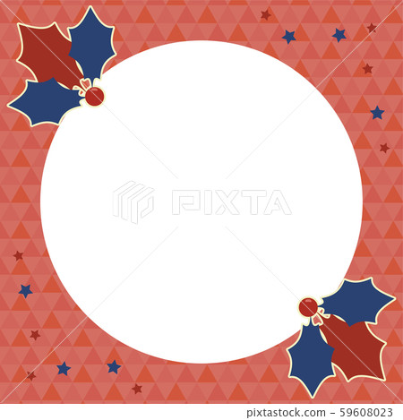 Christmas frame with red and blue holly decorations and stars Christmas frame with red and blue holly decorations and stars 59608023