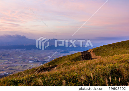 Daikanmine's morning / autumn scenery / grass leaves [Aso City, Kumamoto Prefecture] 59608202