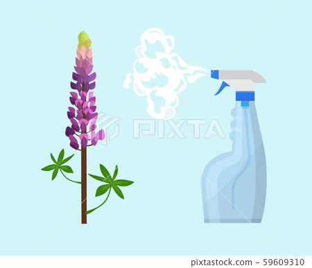 Pesticide or insecticide spray in bottle for plants, herbs vector illustration flat style. Garden 59609310