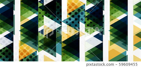 Banner with multicolored mosaic triangle geometric design on white background. Abstract texture Banner with multicolored mosaic triangle geometric design on white background. Abstract texture 59609455