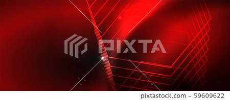 Shiny neon techno template. Neon lines background, 80s style laser rays 59609622
