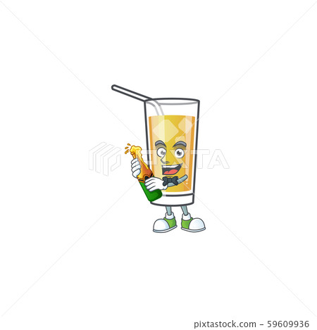 Apple cider cartoon with mascot character bring beer Apple cider cartoon with mascot character bring beer 59609936