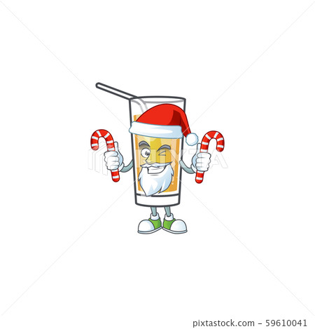 Apple cider cartoon with mascot character santa bring candy Apple cider cartoon with mascot character santa bring candy 59610041