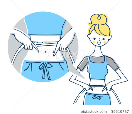 Women measuring waist with diet measure 59610787