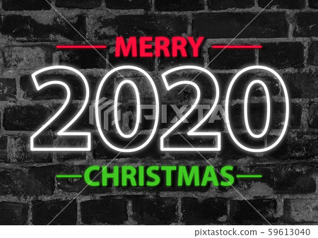 2020 in neon multi colour, parallel lines pattern on black brick background 2020 in neon multi colour, parallel lines pattern on black brick background 59613040