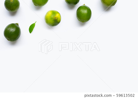 Limes with leaf isolated on white 59613502