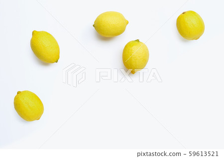 Fresh lemons on white background. 59613521