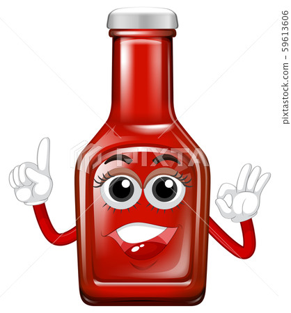 Happy Ketchup on White Backgrund Happy Ketchup on White Backgrund 59613606