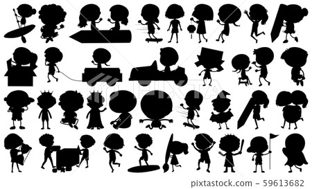Set of sihouette isolated objects theme - children 59613682