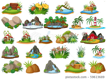 Large group of isolated objects theme - landforms Large group of isolated objects theme - landforms 59613689
