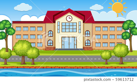 An outdoor scene with school An outdoor scene with school 59613712