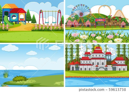 A set of outdoor scene including water A set of outdoor scene including water 59613738