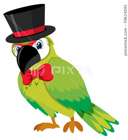 Single character of green parrot on white 59614095