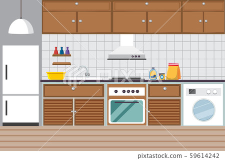 Kitchen room with stove and refridgerator Kitchen room with stove and refridgerator 59614242