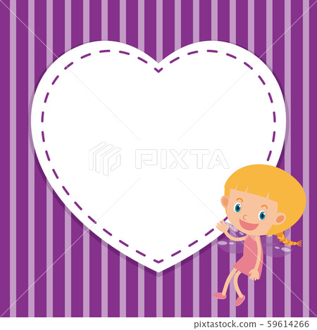 Frame template design with girl and heart 59614266