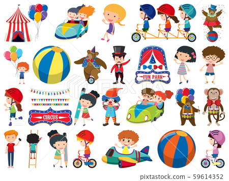 Large set of isolated objects of kids and circus Large set of isolated objects of kids and circus 59614352
