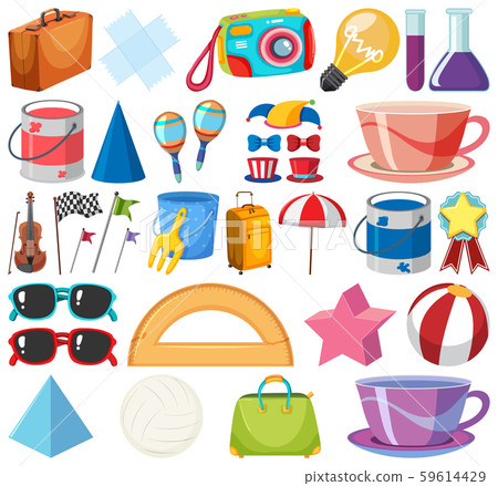Set of isolated objects theme school items 59614429
