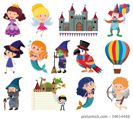 Set of fairytale characters on white background Set of fairytale characters on white background 59614488