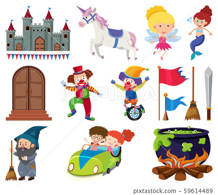 Set of fairytale characters on white background Set of fairytale characters on white background 59614489