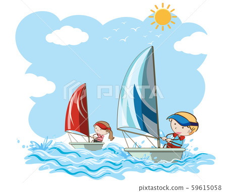 Sailboat Competition on White Background 59615058