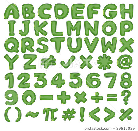 Green English Alphabet and Number 59615059