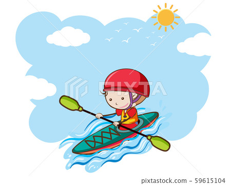 A Boy Kayaking on Sunny Day 59615104
