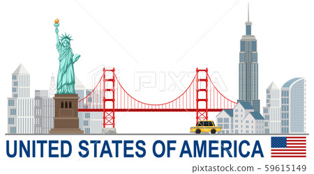 United states of america with landamrks 59615149