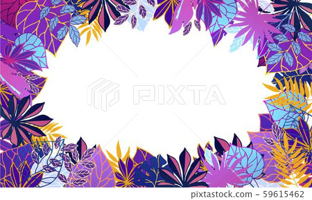 Fluorescent ultraviolet exotic tropical leaves vector circle illustration. Summer palm neon flashing Fluorescent ultraviolet exotic tropical leaves vector circle illustration. Summer palm neon flashing 59615462