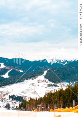 Mountain lifts for skiers in the Ukrainian Mountain lifts for skiers in the Ukrainian 59617084