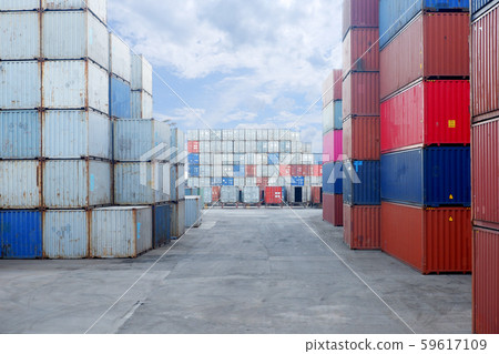 Container yard in the port to wait for export and Container yard in the port to wait for export and 59617109
