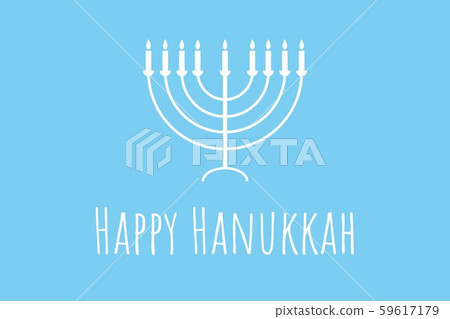 Happy Hanukkah - festive background with Menorah - traditional candlestick. Modern minimalistic Happy Hanukkah - festive background with Menorah - traditional candlestick. Modern minimalistic 59617179