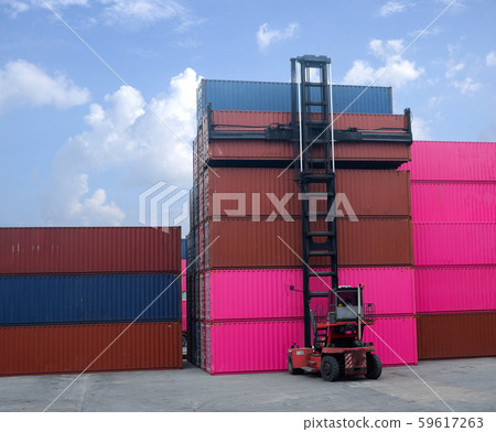 Container handlers In the harbor with storage Container handlers In the harbor with storage 59617263