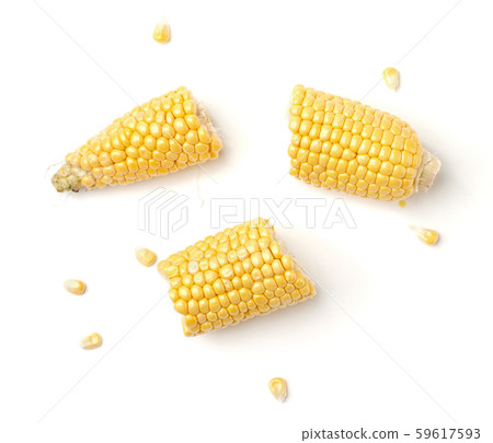 Broken corn on cobs kernels peeled Broken corn on cobs kernels peeled 59617593