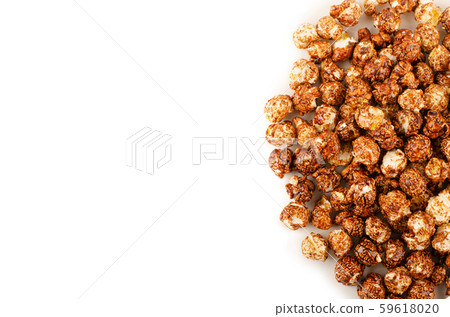 Chocolate popcorn isolated and space for text 59618020