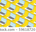 Laptop seamless flat isometric pattern for background. Modern vector 3D illustration. Technology and social media concept for web and banner design. Analysis data and Investment. Business success. 59618720