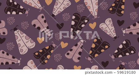 Seamless pattern with decorative butterflies moth - Stock Illustration ...