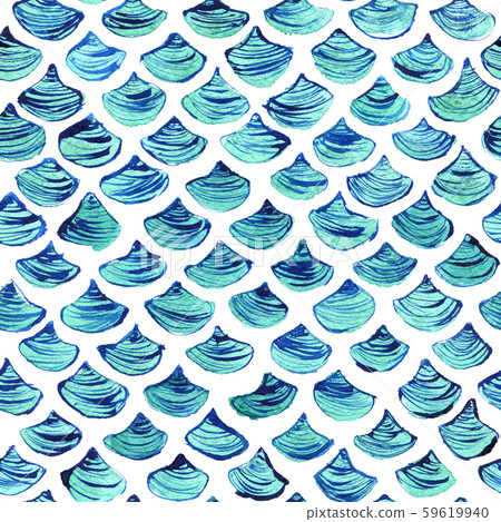 Fishscale pattern, decorative style, watercolor 59619940