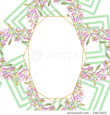Bouquet of pink orchid. Floral botanical flowers. Watercolor background illustration set. Frame Bouquet of pink orchid. Floral botanical flowers. Watercolor background illustration set. Frame 59619952
