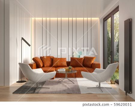 Interior of modern living room 3D rendering Interior of modern living room 3D rendering 59620031