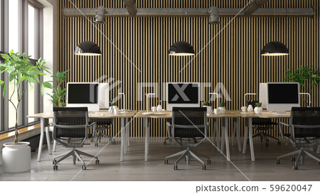 Interior of modern office room 3D rendering Interior of modern office room 3D rendering 59620047