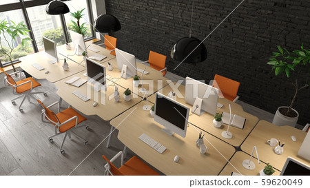 Interior of modern office room 3D rendering 59620049