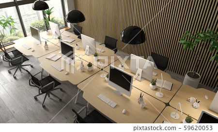 Interior of modern office room 3D rendering 59620053