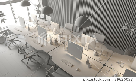 Interior of modern office room 3D rendering Interior of modern office room 3D rendering 59620058