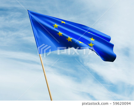 Waving European Union flag on sky background 3D illustration 59620094