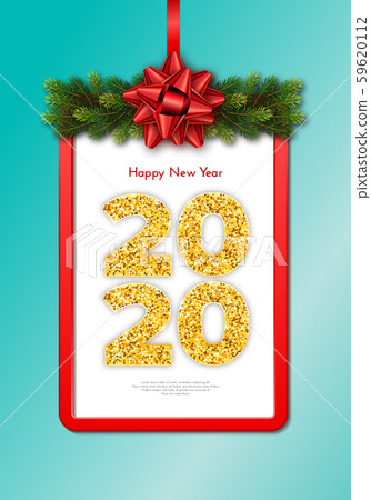 Holiday gift card Happy New Year. Golden numbers Holiday gift card Happy New Year. Golden numbers 59620112