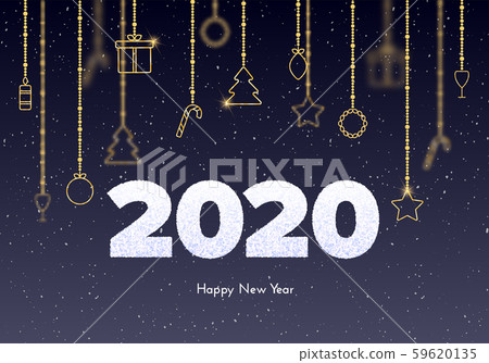 Holiday gift card. Happy New Year 2020. 59620135