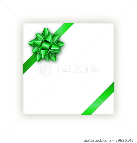 Gift box with a green tied bow 59620142