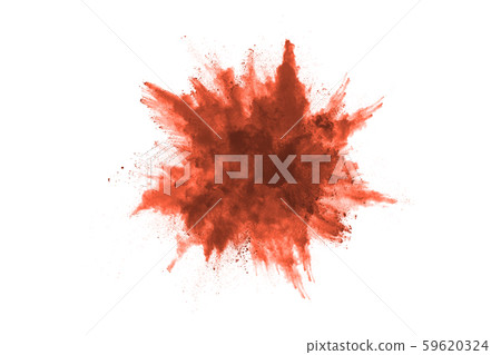 Brown color powder explosion on white background. Colored cloud. Colorful dust explode. Paint Holi. 59620324