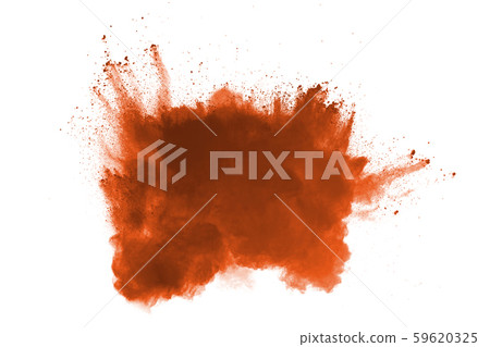 Brown color powder explosion on white background. Colored cloud. Colorful dust explode. Paint Holi. 59620325